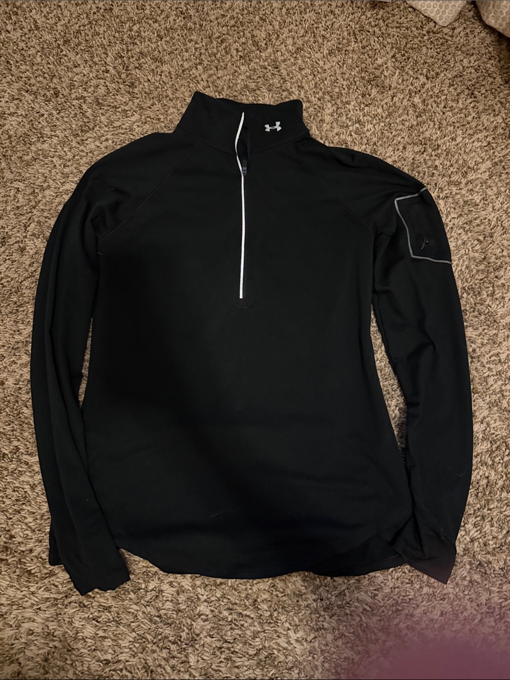 Under Armour Women’s Black Half-Zip Athletic Pullover with White Trim